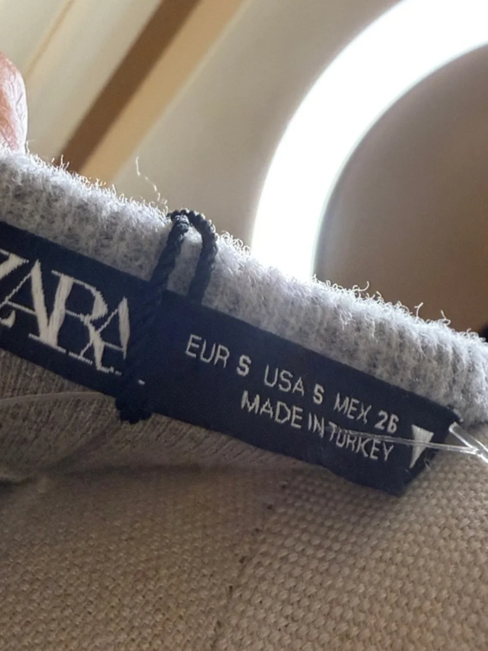 Zara Light Gray Knit Short-Sleeve Shift Dress